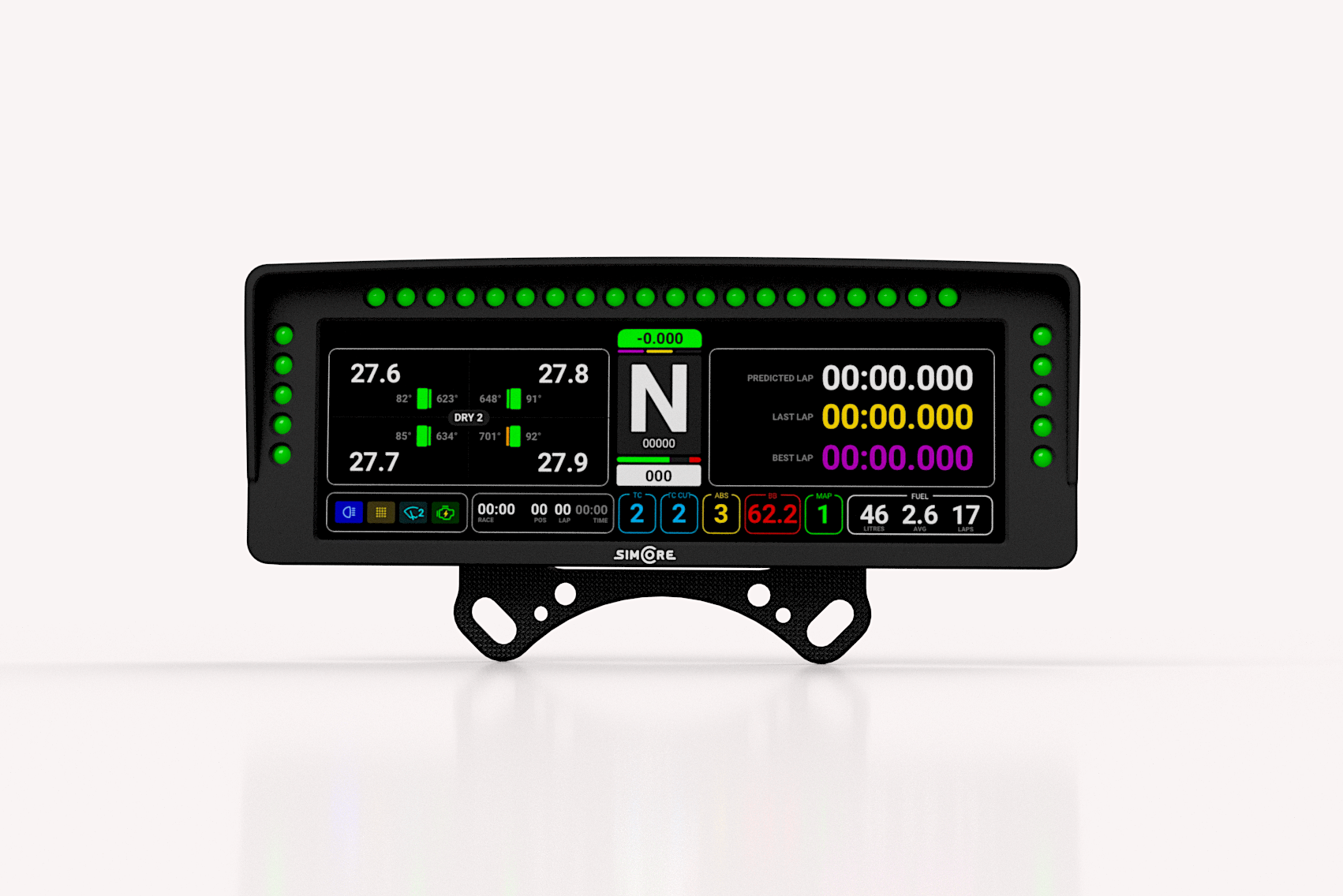 UD78 – 7.8- Sim racing dashboard with 30 frosted programable LEDs